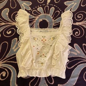Zara Embroidered and Ruffled Top